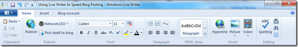 Windows Live Writer Home Section